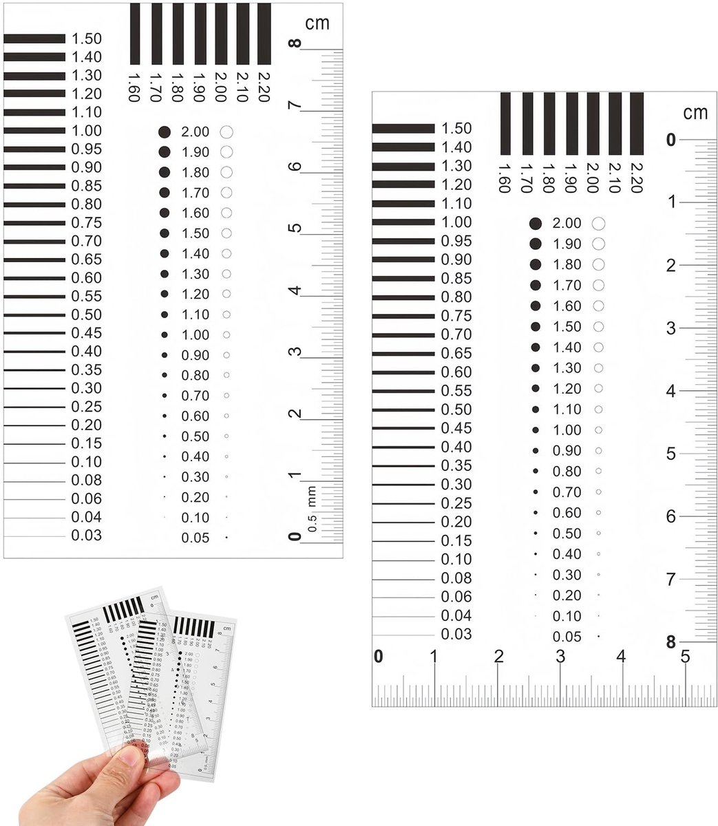 Dailygoods- Meetlat 2 Stuks - Multifunctionele Meetlat - Breedtemeter - Schade Meten - Professionele Monitoring - Plastic Materiaal - Meetgereedschap