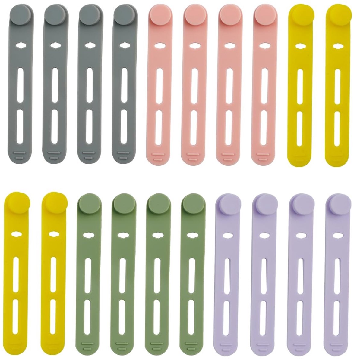 Dailygoods- Siliconen Kabelbinders - Set van 20 - Herbruikbaar - Afsluitbaar - Kleurrijk - Voor Kabels - Ideaal voor Hoofdtelefoons en Opladers