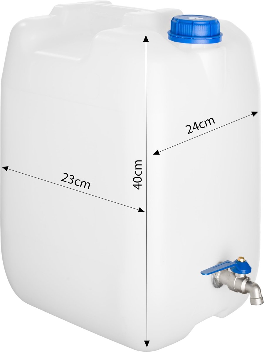 Dailygoods- Waterjerrycan 20 Liter met Kraan - Waterreservoir - Drinkwater Jerrycan - Waterjerrycan 5/10/30 Liter - Duurzaam - Handig voor buitengebruik - Waterkanister