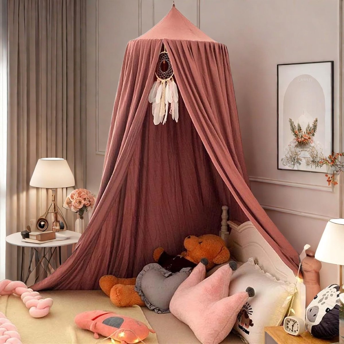 Dailygoods- Bedhemel 100% Polyester - Klamboe - Bedtent - Kinderkamer - Hemelbed - Ademend Materiaal - Veiligheidswaarschuwing - Baldakijn