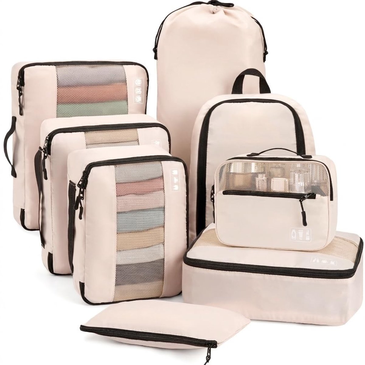 Dailygoods- Koffer Organizer 8-delig - Reis Organizer - Packing Cubes - Schoenenzak - Cosmeticatas - Opbergproduct voor Efficiëntie - Inpakzakken