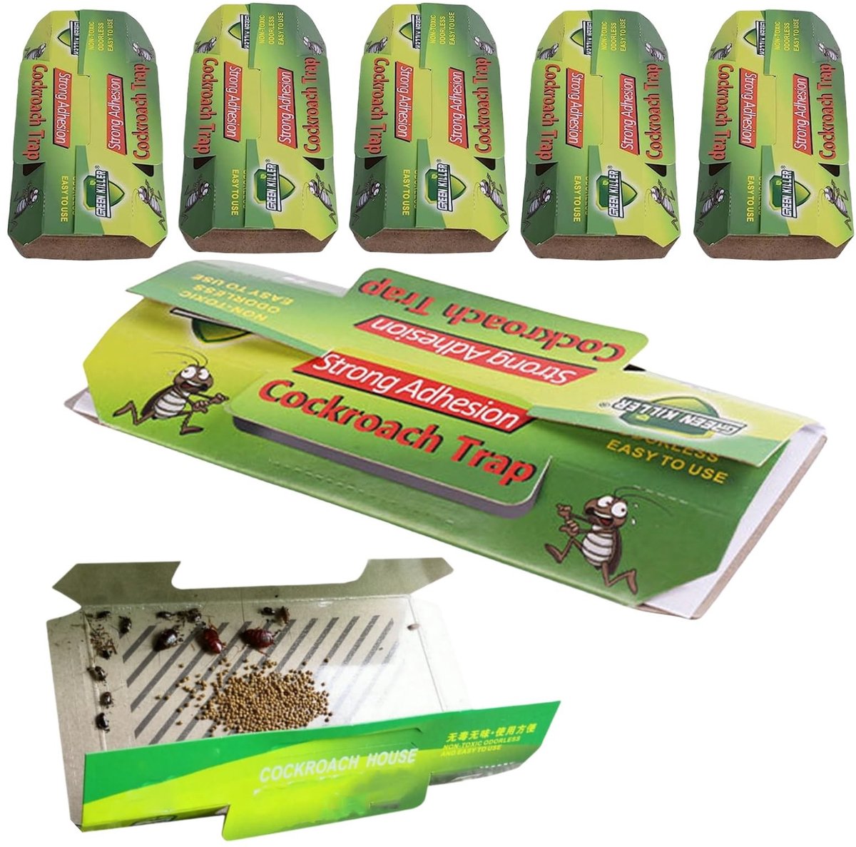 Dailygoods- Kakkerlakkenval sterke lijmval - Insectenvallen voor binnen - Kakkerlakken bestrijden - Diervriendelijke oplossing - 5 stuks per set - Niet-giftige lijm - Insectenval