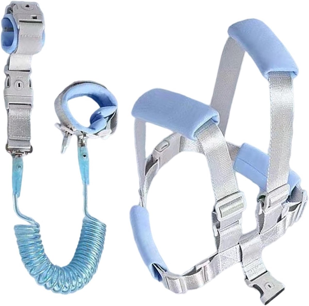 Kinder Tuigje - Anti-verlies Band - Veilig Buiten - Glow-in-the-dark - 1.5 tot 2.5m - Blauw