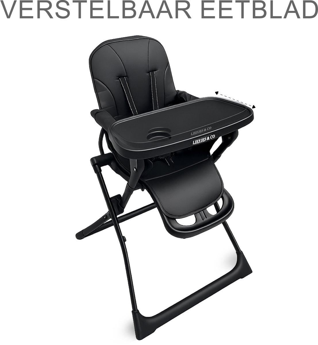 Liefjes & Co Kinderstoel - Eetstoel Baby – Inclusief Kussen – Opklapbare Baby Eetstoel – Peuterstoel – Zwart – foto 5