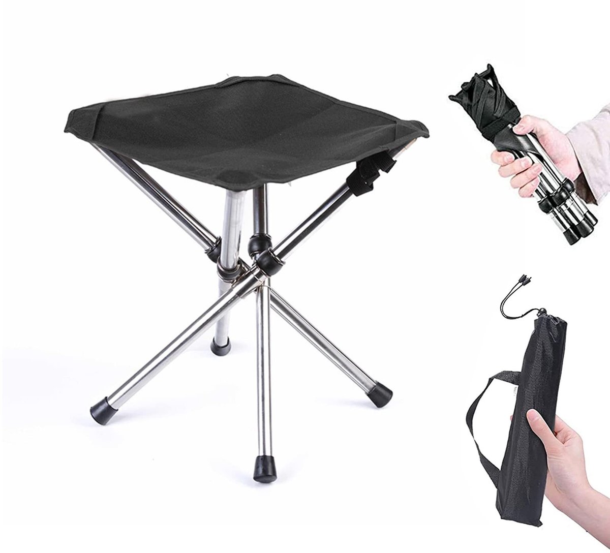 Dailygoods - Draagbare lichte klapkruk, campingstoel, opvouwbare outdoor kruk, ultralichte campingkruk, outdoor kruk, campingkruk voor camping, outdoor, concerten, vissen, wandelen