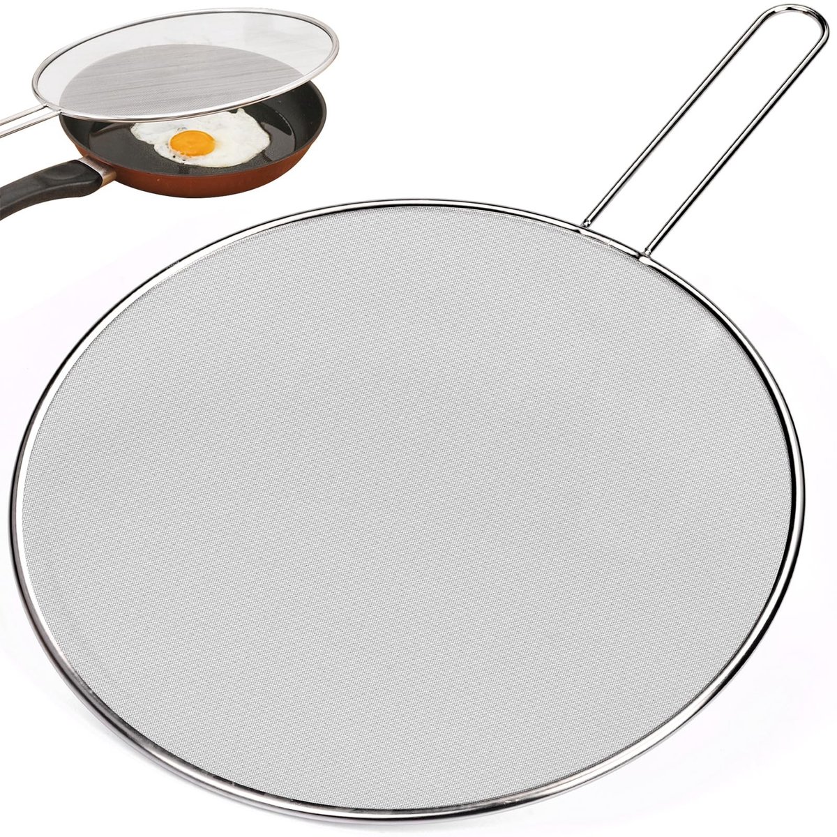 Dailygoods- Spatbescherming 33 cm - Roestvrij Staal - Oliebestendig - Veiligheidshandgreep - Multifunctioneel - Breukveilig - Pandeckel