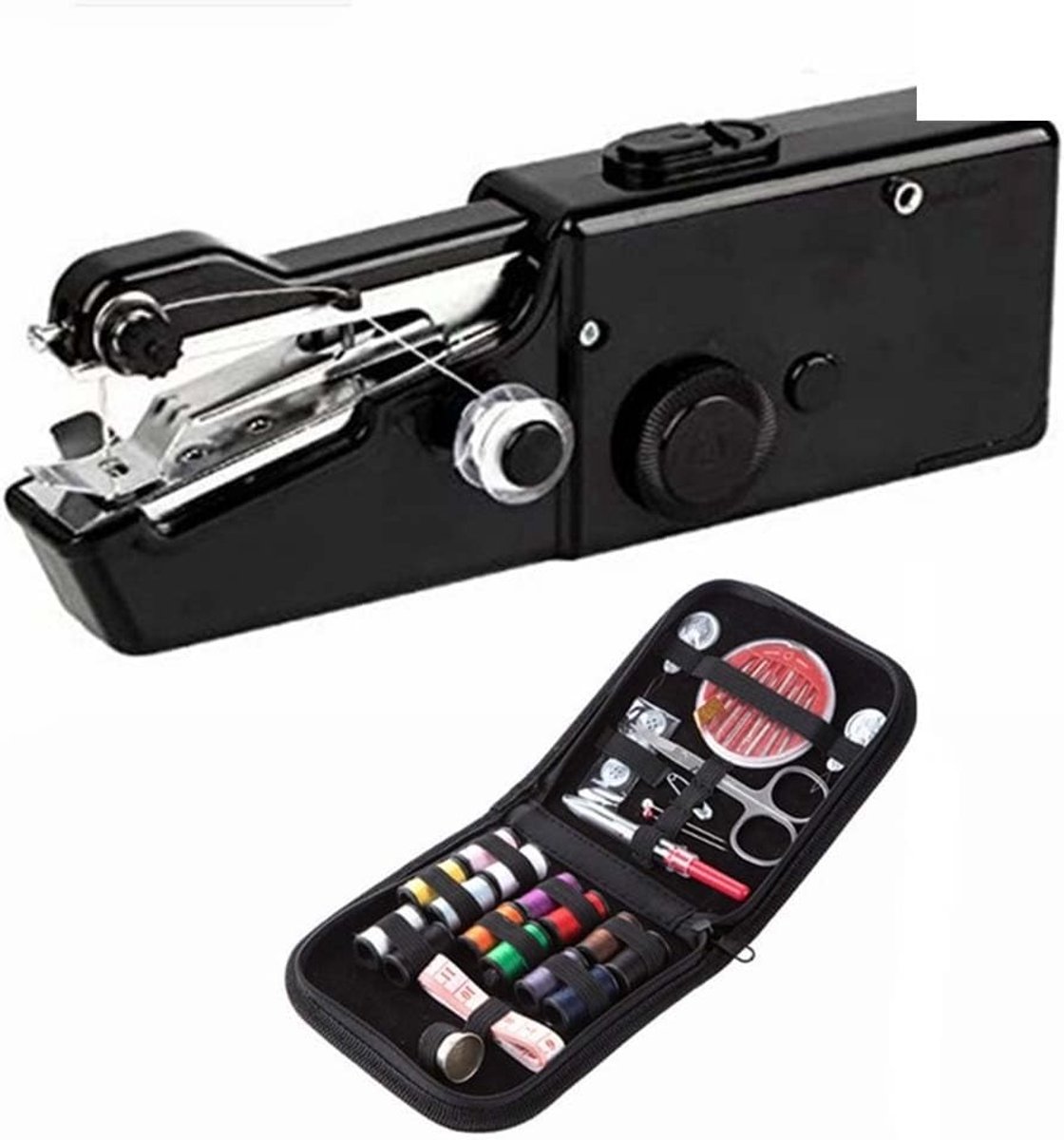 Handnaaimachine - Mini naaiapparaat - Snelle reparaties - Draadloos en compact - 22 cm - Zwart