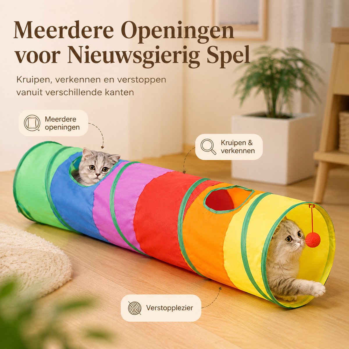 Kattentunnel - Speeltunnel Kat met Speelbal thumbnail 4