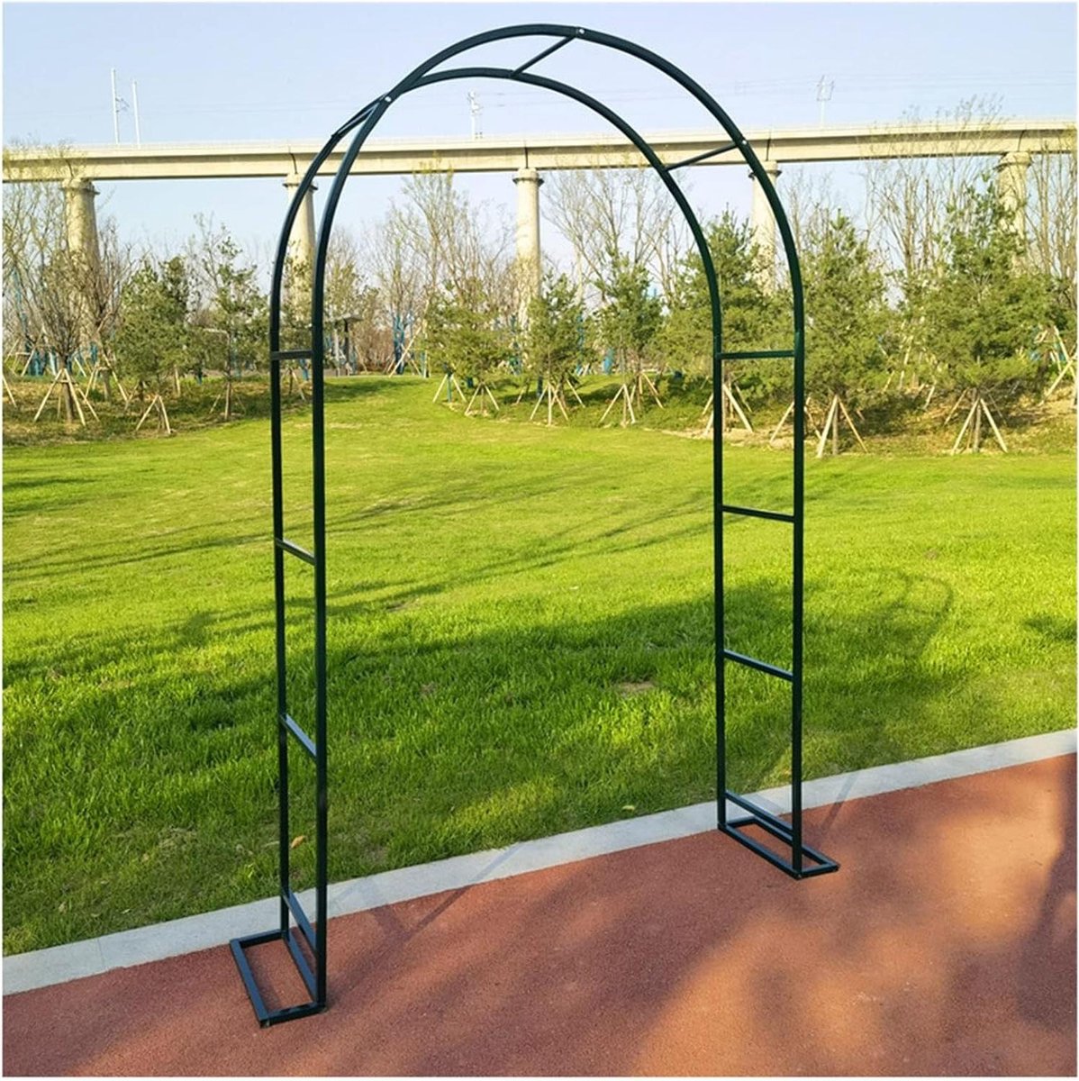 Tuinboog Metaal - Rozenboog Klimplant - Decoratie Tuin - Weerbestendig Staal - 220x220cm - Groen