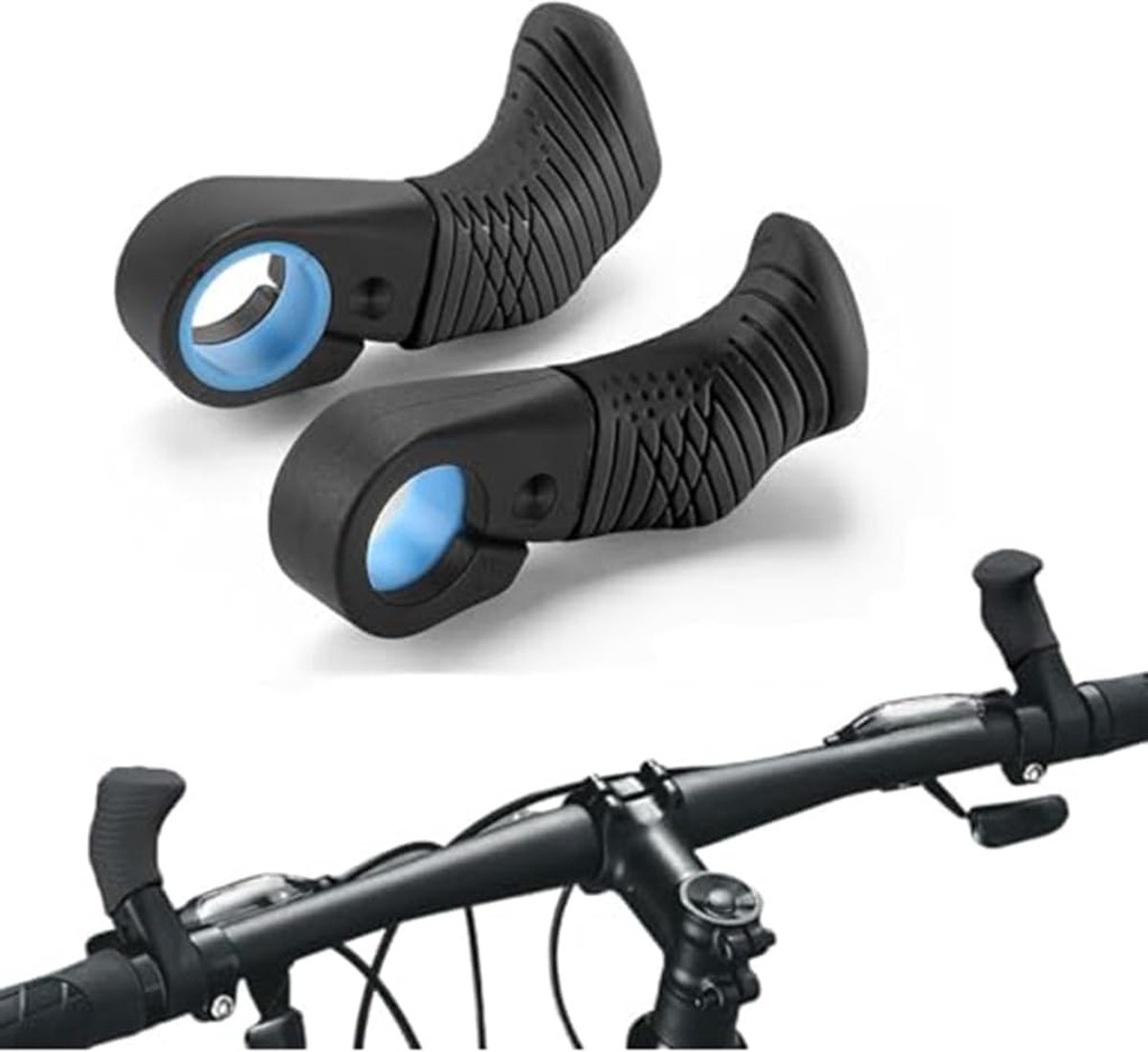 Fietsstuurgrepen - Handvatten - Comfortabel Fietsen - Ergonomisch Nylon - 222 mm - Zwart