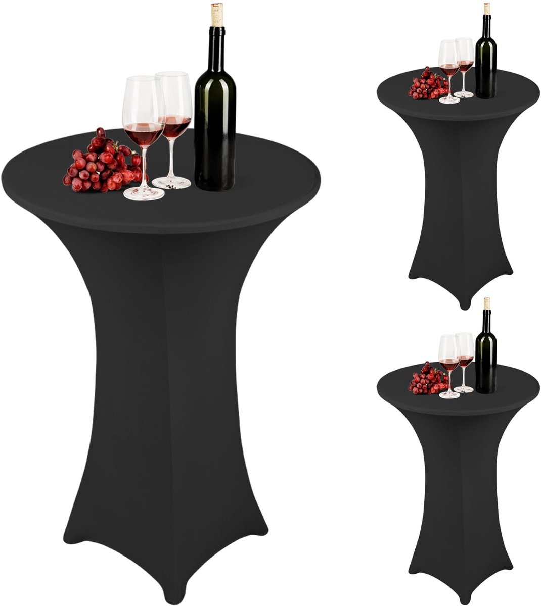 Solidchoice- Statafelhoezen 3 Stuks - Afwasbaar - Stretch - Versterkte Voet - Elastische Tafelkleden - Geschikt voor Tafel 80 cm - Kreukvrij oppervlak - Tafelkleed
