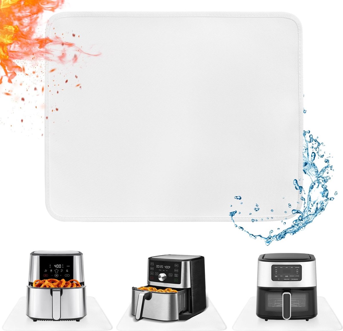 Dailygoods- Warmtemat Hittebestendig 30 x 45 cm - Beschermmat voor Luchtfriteuse - Accessoires voor Ninja/Cosori/Tefal - Glasvezelmat - Veiligheidsmat voor Binnen/Buiten - Keukenmat