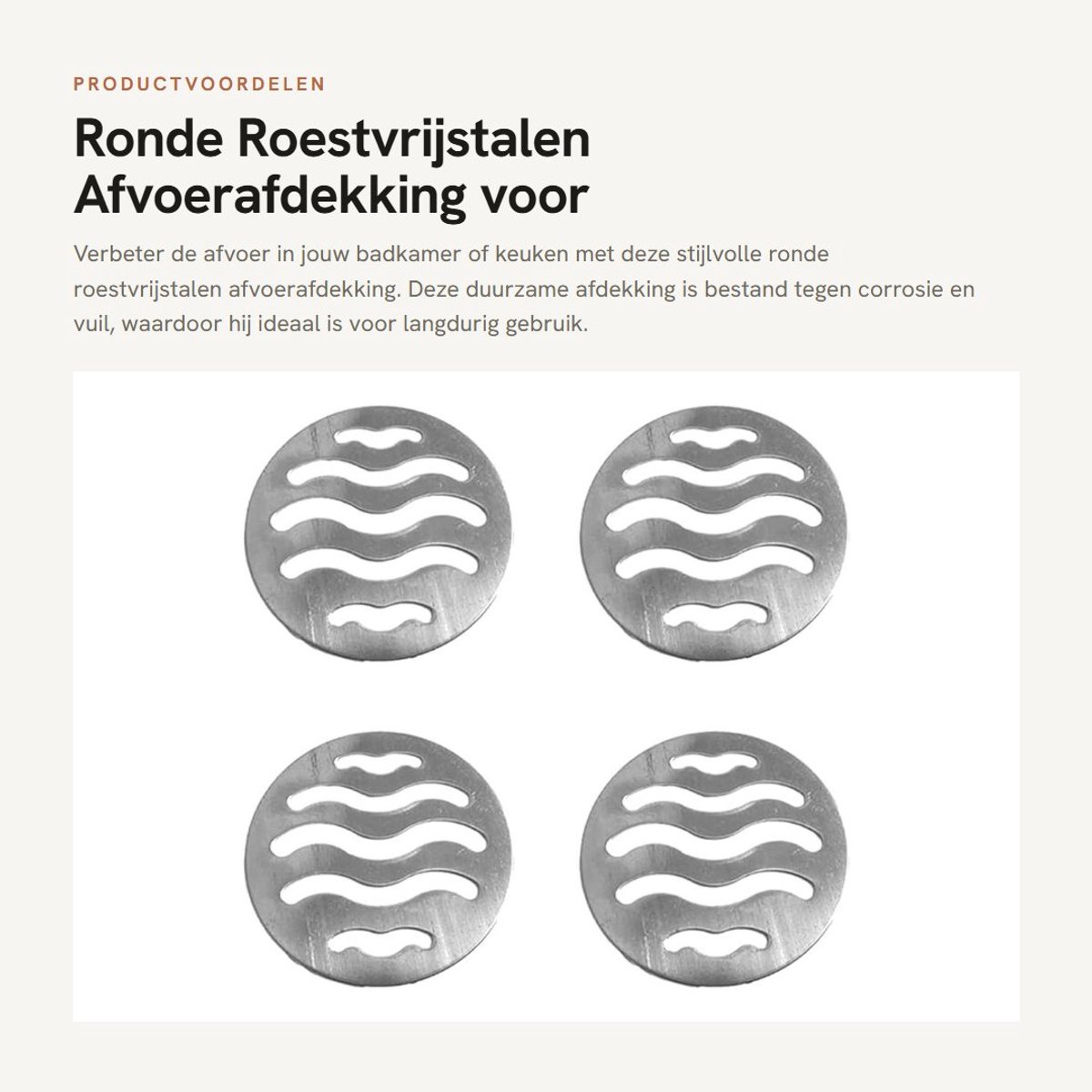 Dailygoods- Afvoerafdekking Ronde - Vloerafvoerzeef Roestvrij Staal - Afvoerrooster Douche - Afvoer Roestwerend - 90 mm - 4 Stuks