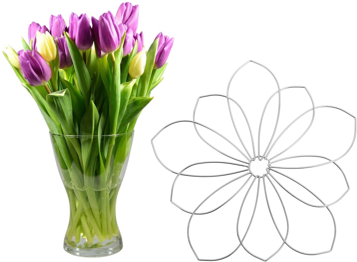 Dailygoods- Bloemarrangementhouder 5-inch - Roestvrij Staal - Zilverkleurig - Bloemenorganizer - Bloemenrooster - Duurzaam Ontwerp - Bloemenhouder