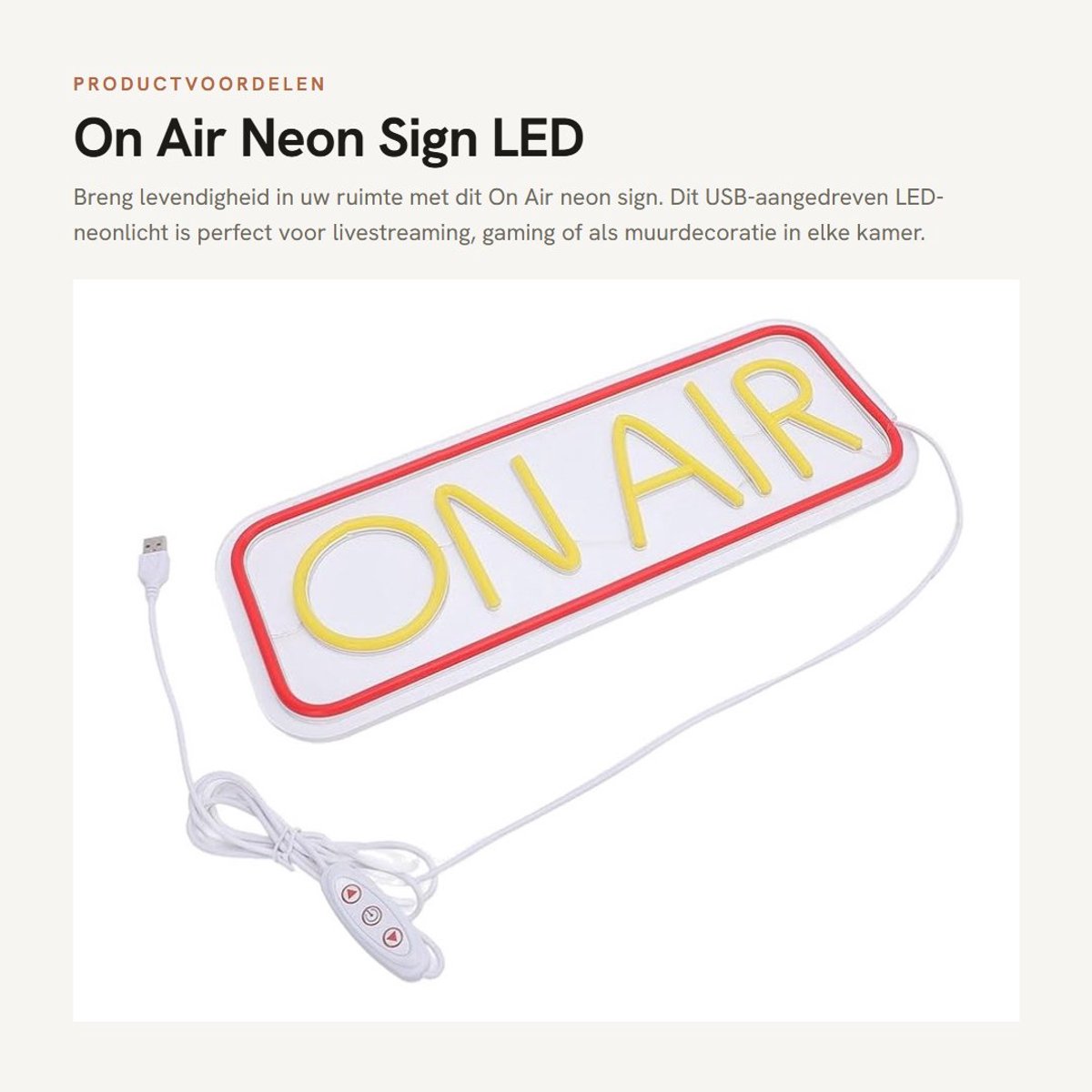 Dailygoods- Neon Sign Helder Ontwerp - Neon Wandlamp - USB-aangedreven - Decoratieve Verlichting - 40 x 15 cm - Eenvoudige Installatie - Neonlicht