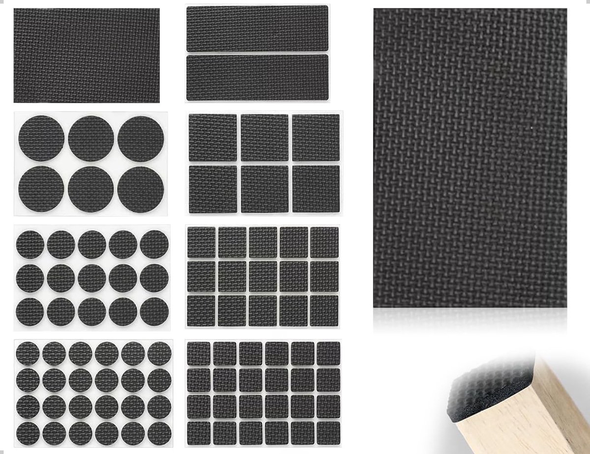Dailygoods- Antislipmatten 93 stuks - Zelfklevende Antislippads - Meubelpoten/Krukken/Tafels/Banken - Geluidsreductie - Zwart - 8 Maten