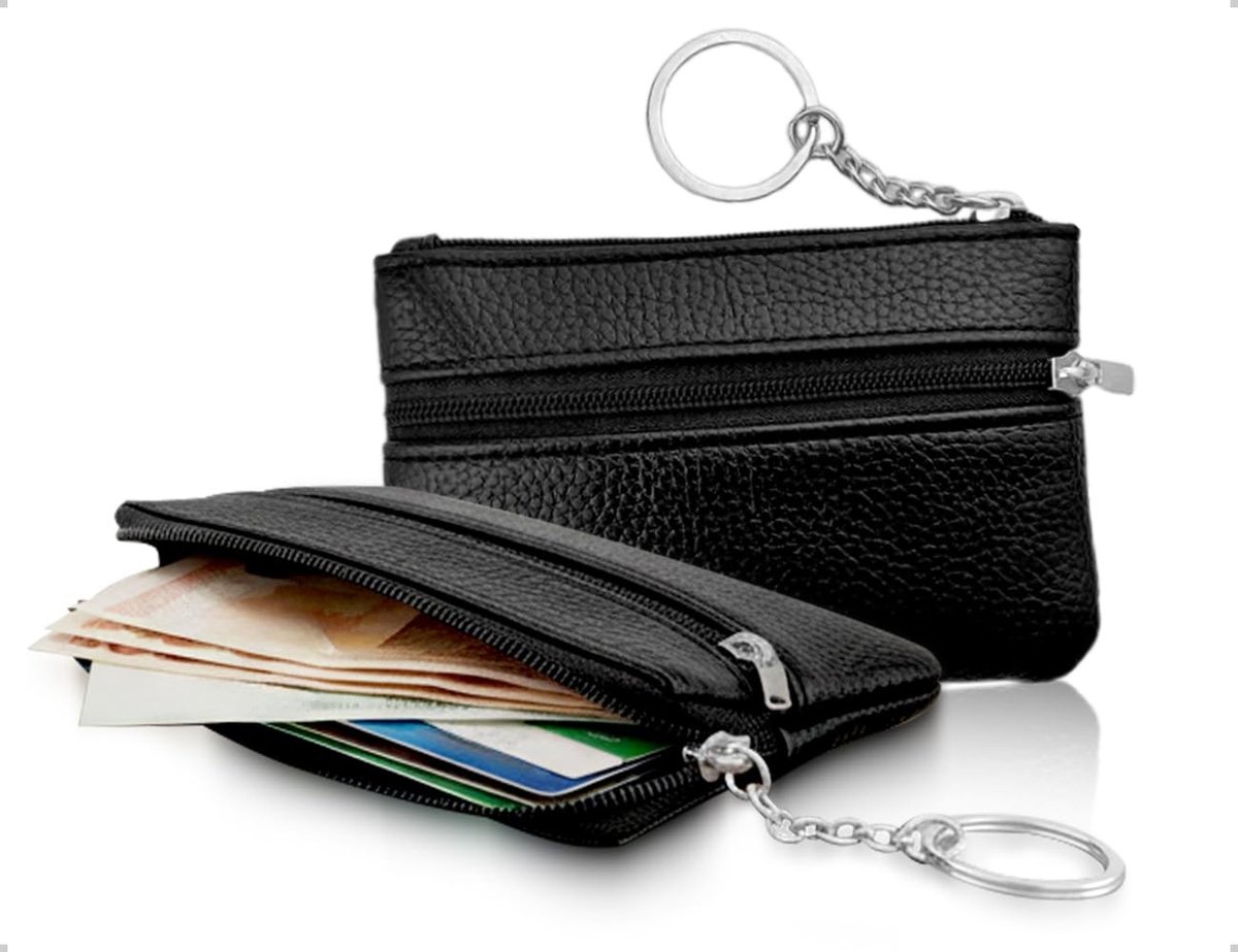 Dailygoods- Sleuteltas Dubbellaags Ontwerp - Sleuteletui - Portemonnee - Muntzakje - Metalen Ring - Zacht en Duurzaam - Sleuteltasje