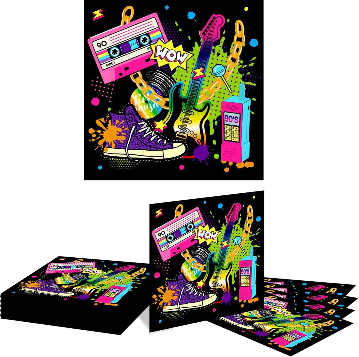 Dailygoods- Servetten 20 stuks - Papieren Servetten - Hip Hop Thema - Feestartikelen - Jaren 90 - Voldoende voor uw feest - Feestservetten