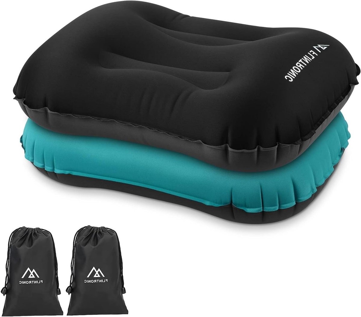 Set van 2 Opblaasbare Campingkussens - Waterdichte, Comfortabele en Opvouwbare Reis Kussens voor Strand en Outdoor Activiteiten