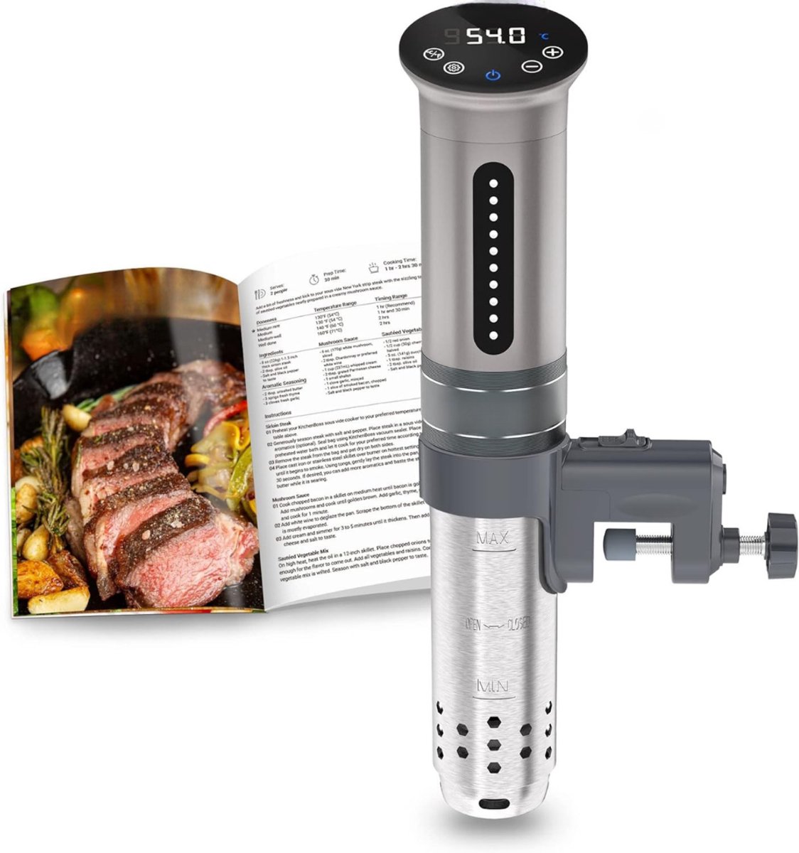 QORA® Sous vide stick - Vacumeermachine - Sous Vide - Zilver - 8cm x 9cm x 38cm