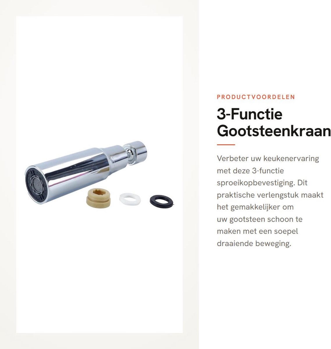 Dailygoods - 3-Functie Gootsteenkraan Sproeikopbevestiging