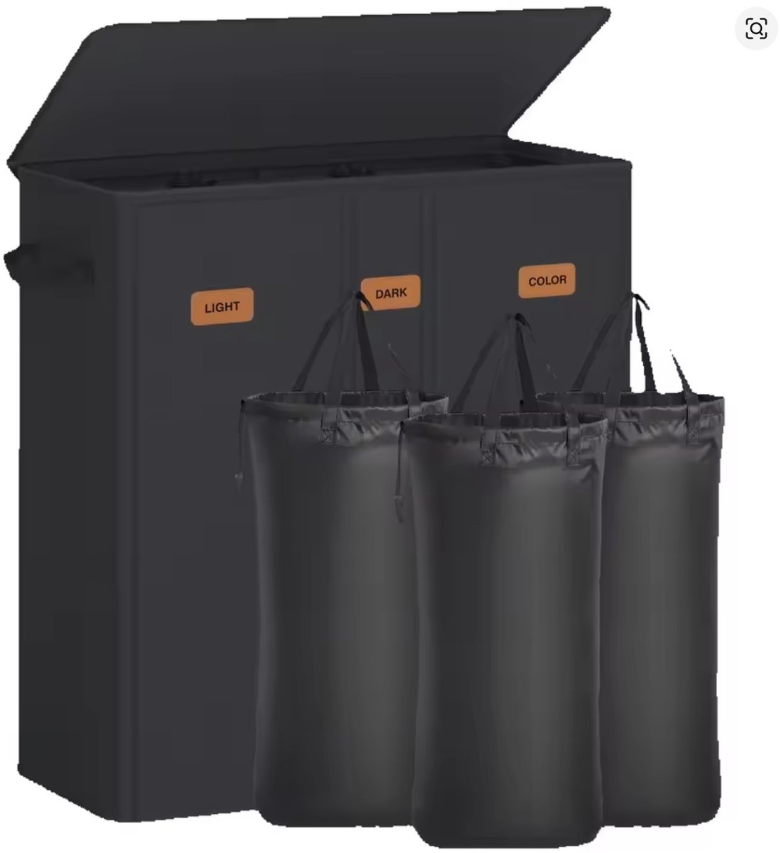 LeeuwenChoice® Wasmand Met 3 Compartimenten - 160 L - Met Deksel - 5 labels - Uitneembare & Wasbare Binnenzak