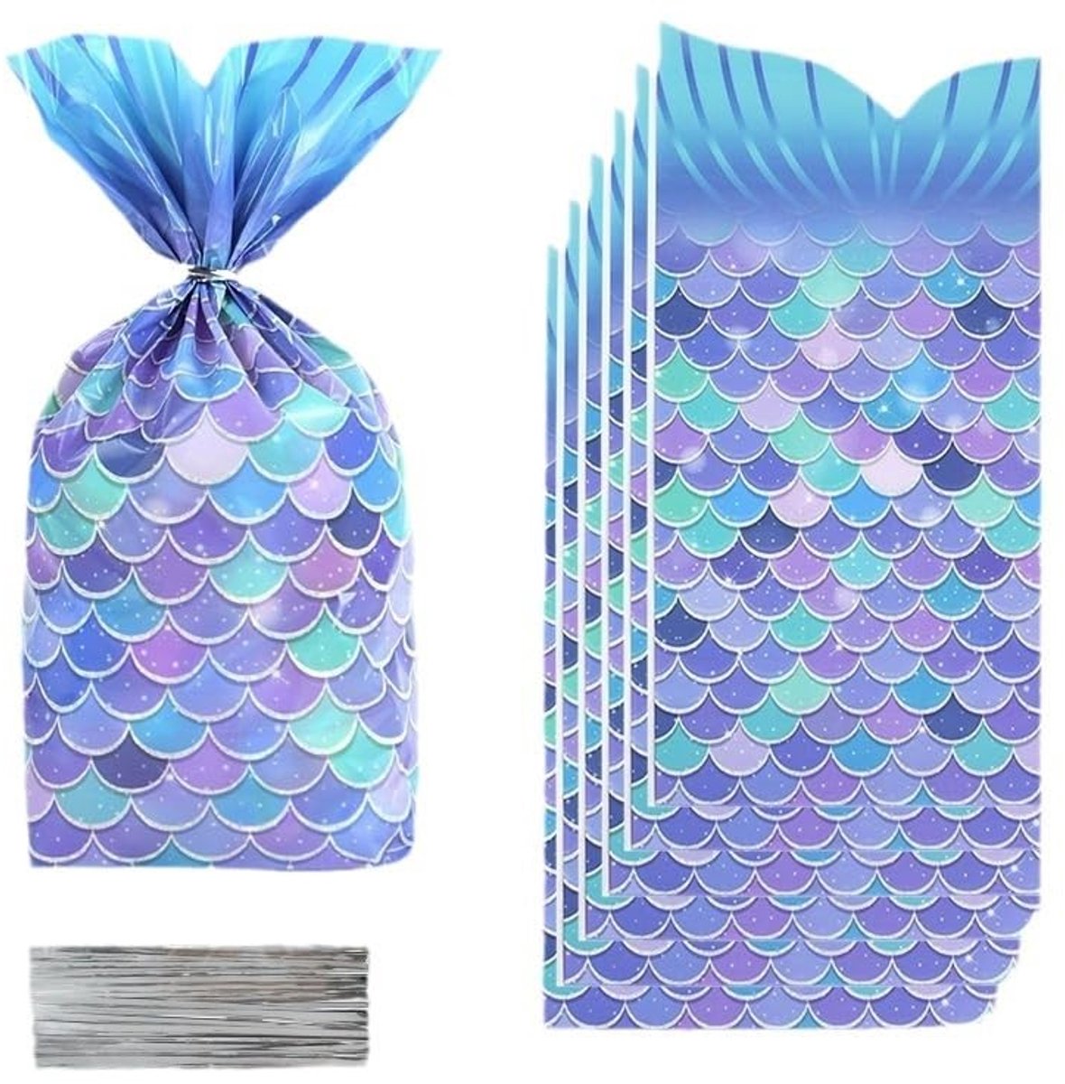 Dailygoods- Cadeauzakjes 50 stuks - Zeemeerminstaart Design - Snoepzakjes - Feestdecoraties - Milieuvriendelijk - Herbruikbaar - Geschenkzakjes