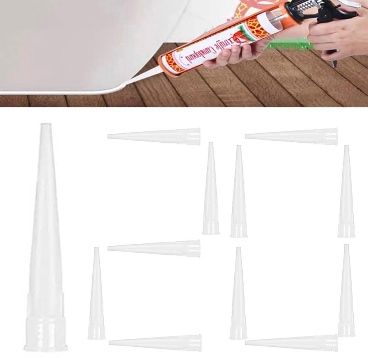 Dailygoods- Kartuschentuiten set van 120 - Siliconen spuitmonden - Vervangingspunten - Kitpistool accessoires - Dichtende middelen - Verzegelde mondstukdop set - Spuitmond