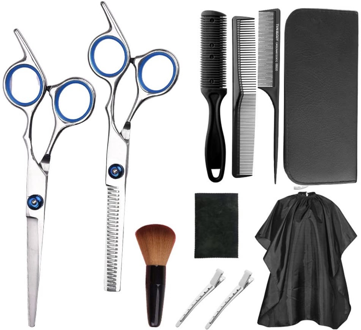 Dailygoods- Haarschaar Professioneel - 13-delige Set - Duurzaam Roestvrij Staal - Ergonomisch Design - Hittebestendig - Compleet Kapperspakket - Kappersset