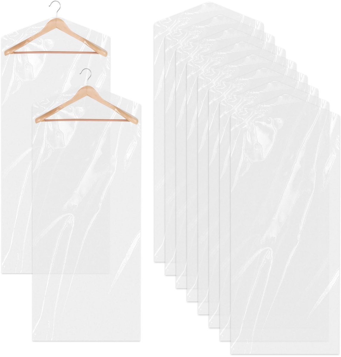 Dailygoods- Kledingzakken 10 stuks - Transparante Kledinghoezen - Wasbare Kunststof - Stofdicht - Kledingbescherming - 60 x 180 cm