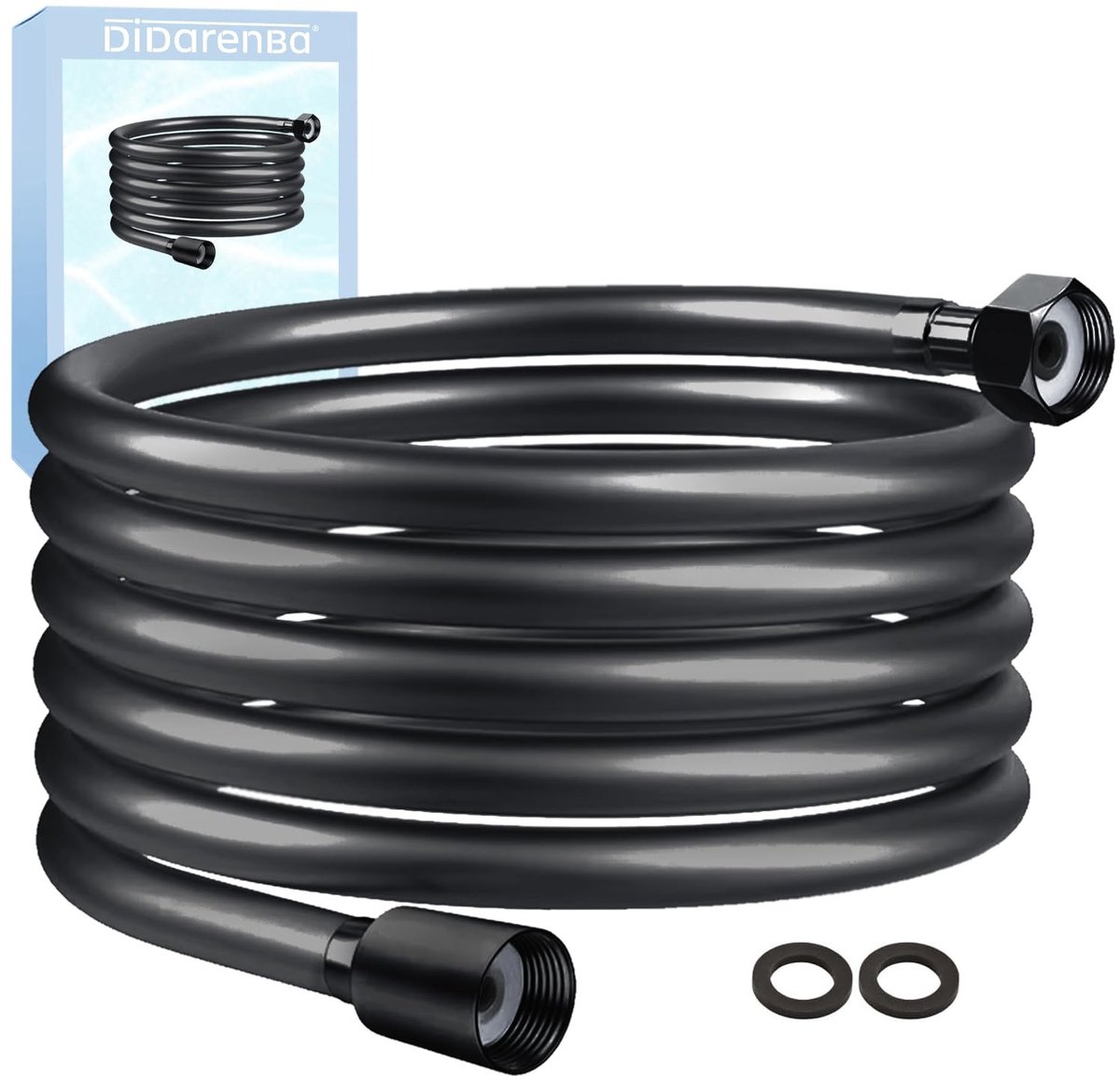 Dailygoods- Doucheslang 2,5 m - Flexibel - PVC - Universele Aansluiting - Bescherming tegen Verdraaiing - Zwart - Douchekraan