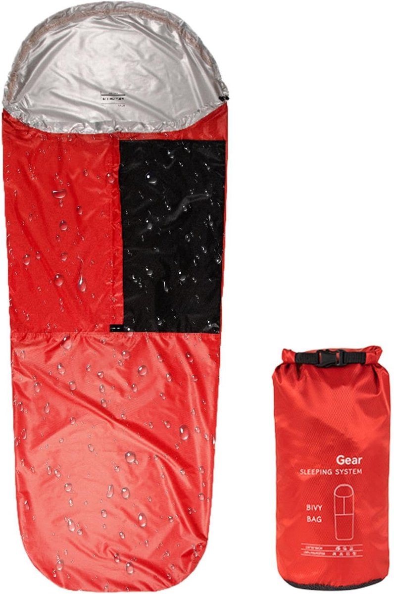 Slaaphoes - Isolatie mouw - Outdoor Bescherming - Waterdicht Nylon - 220 cm lengte - Zwart Rood