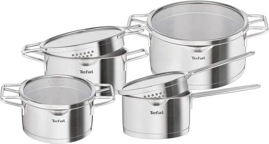 Tefal Nordica - Pannenset - 4-delig - RVS/Glas - Geschikt voor Inductie