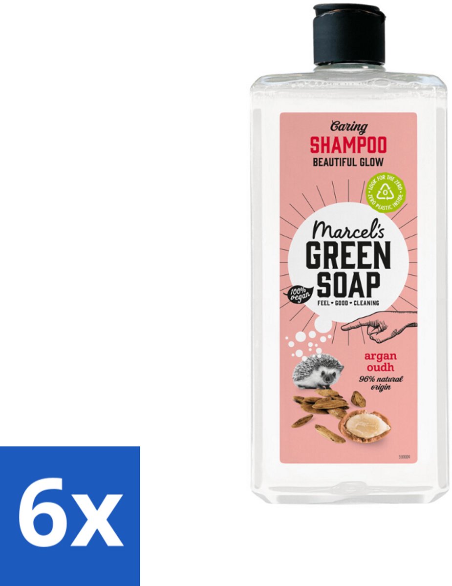 6 x Marcel's Green Soap - Shampoo - Argan & Oudh - Versterkt & verzorgt - 300 ml - Haarverzorging - Shampoo - Argan Olie - Oudh - Vegan Shampoo