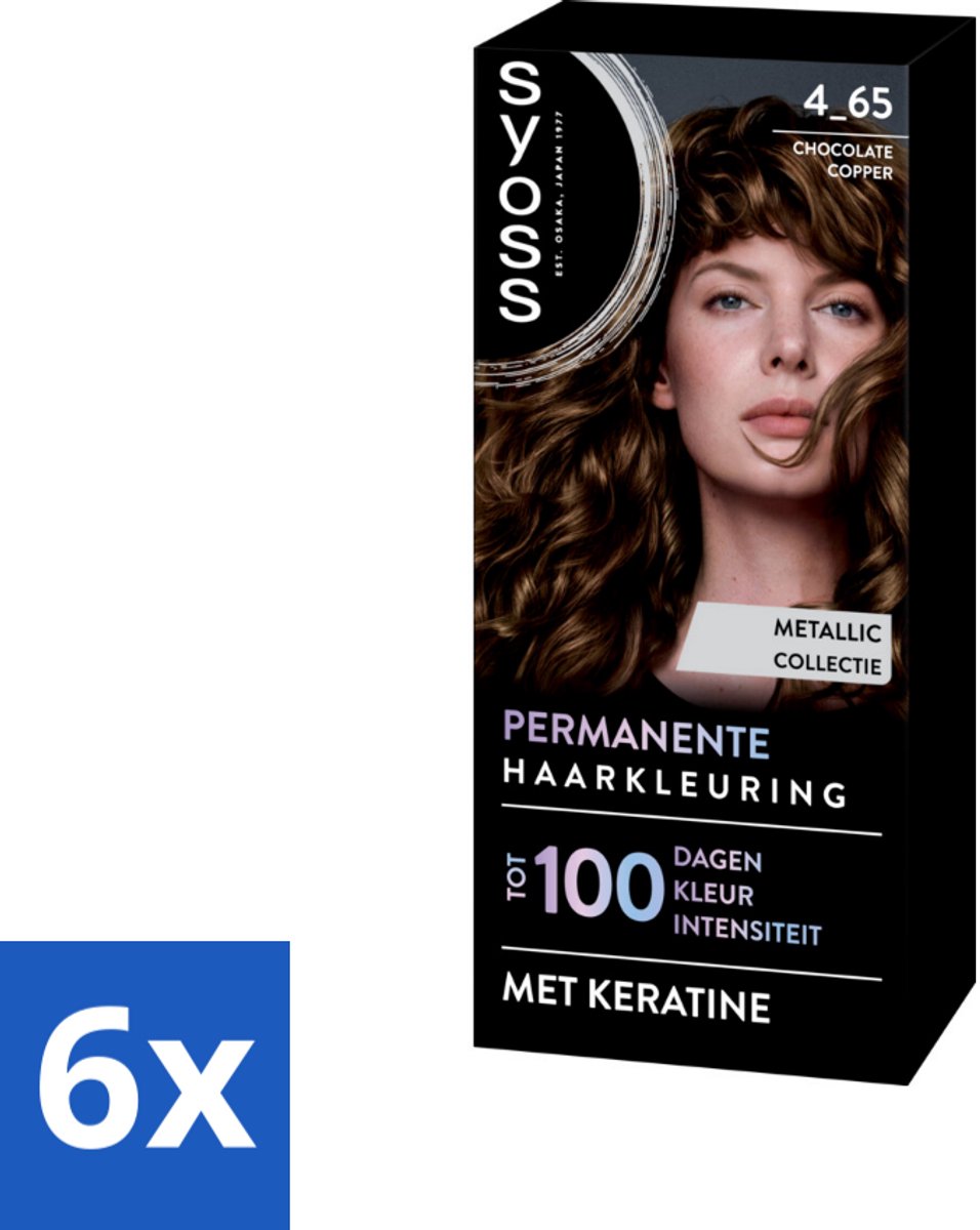 6 x SYOSS - Permanent Coloration 4-65 - Haarverf - Permanente Haarkleuring - Chocolate Copper - Grijsdekking - Permanente Haarkleur - Chocolade Koper - Haarkleur - Haarverzorging - SYOSS