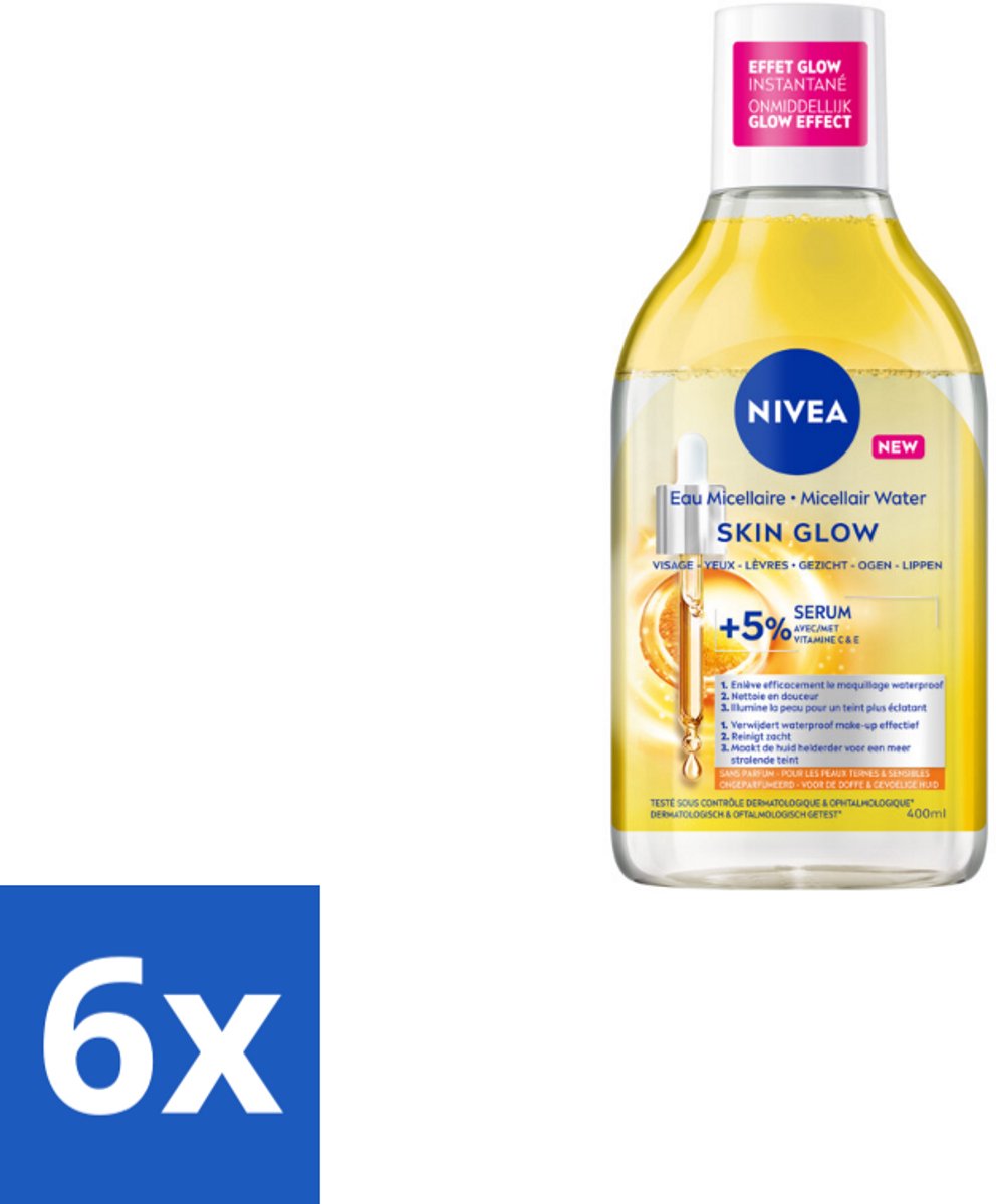6 x NIVEA - Micellair Water - Serum Verrijkt Stralend - Verwijdert Waterbestendige Make-up - 400 ml - Micellair Water - Reinigingswater - Gevoelige Huid - Doffe Huid - NIVEA