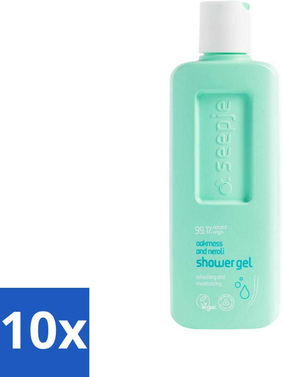 Seepje - Douchegel - Hydraterend & Verfrissend - Eikenmos en Neroli - 300 ml - Bulkverpakking - 10 stuks