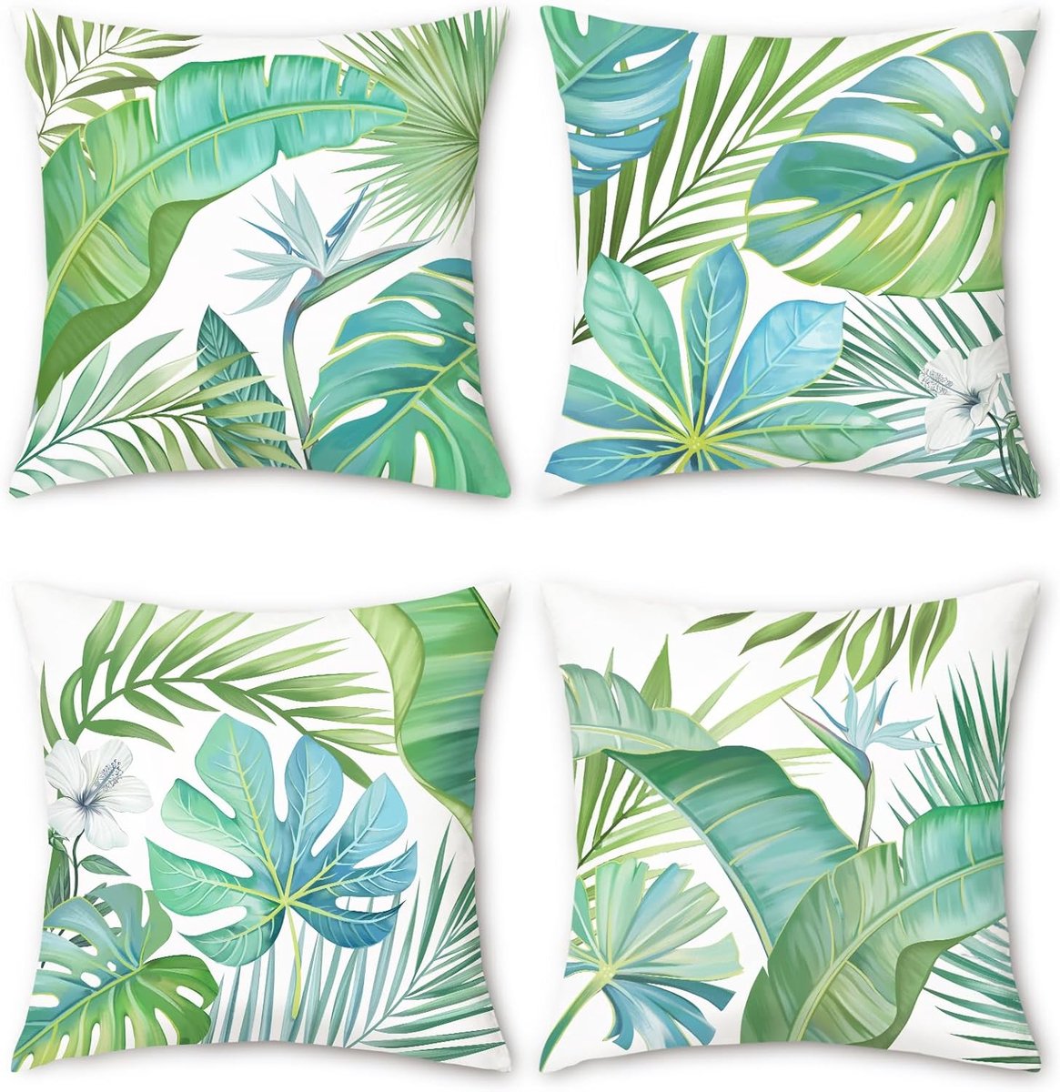 Decoratieve Kussenslopen 46 x 45 cm - Velours - Tropische Bladeren - Fris accent voor uw interieur - ShopVlot