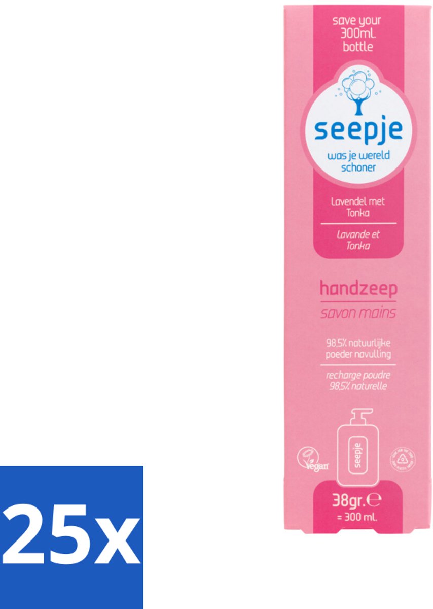 Seepje - Handzeep - Rijke Geur en Hydratatie - Lavendel met Tonka - Navulverpakking - 38 g - Bulkverpakking - 25 stuks