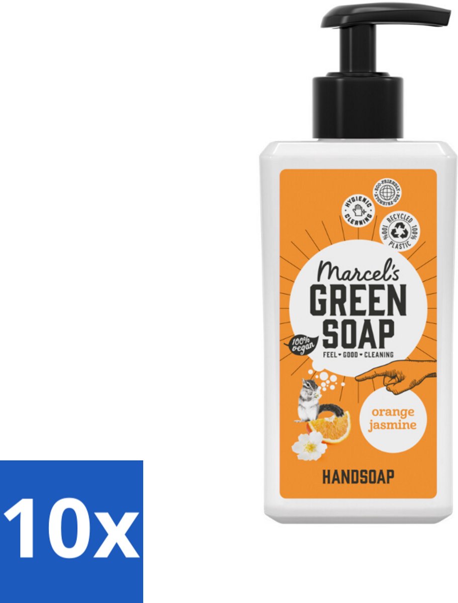 Marcel's Green Soap - Handzeep - Sinaasappel & Jasmijn - Zachte verzorging - 250 ml - Bulkverpakking - 10 stuks