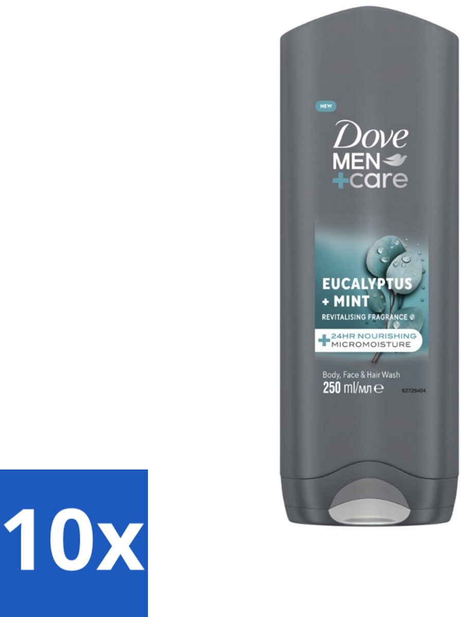 Dove Men+Care Douchegel - Eucalyptus & Mint - 250 ml - Bulkverpakking - 10 stuks
