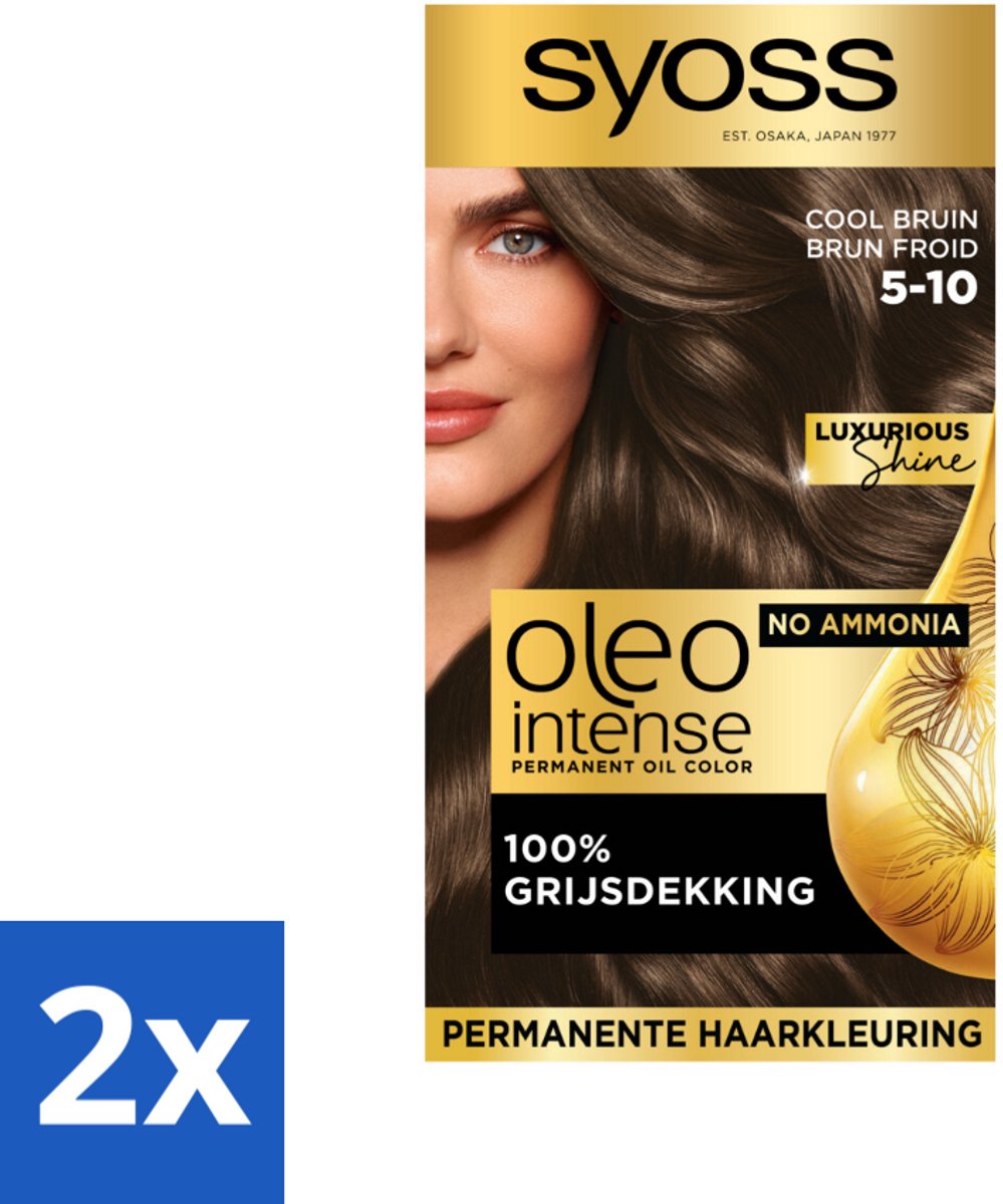 2 x SYOSS - Oleo Intense 5-10 - Haarverf - Permanente Haarkleuring - Cool Bruin - Langdurige Kleur - Permanente Haarkleuring - Haarkleur - Koele Bruine Haarkleur - Haarkleuring Zonder Ammoniak - Arganolie