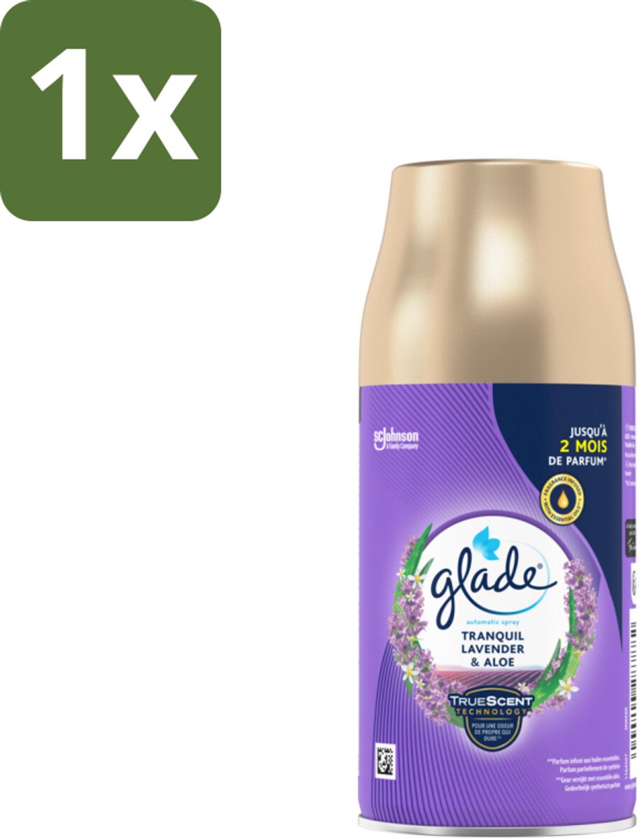 1 x Glade - Automatische Spray - Tranquil Lavender & Aloë - 269 g - Automatische Geurstoot - Rustgevende Geur - Lavendel - Aloë Vera - Viooltjesblad