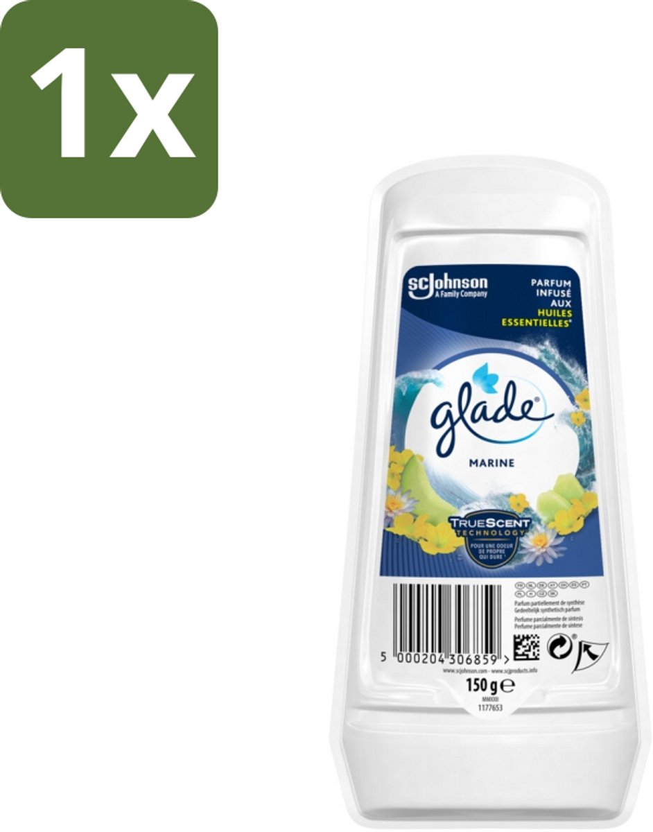 1 x Glade - Gel - Marine - 150 g - Luchtverfrisser Gel Marine - Frisse Geur - Maritieme Geur - Luchtverfrisser Gel - Luchtverfrisser Voor Badkamer
