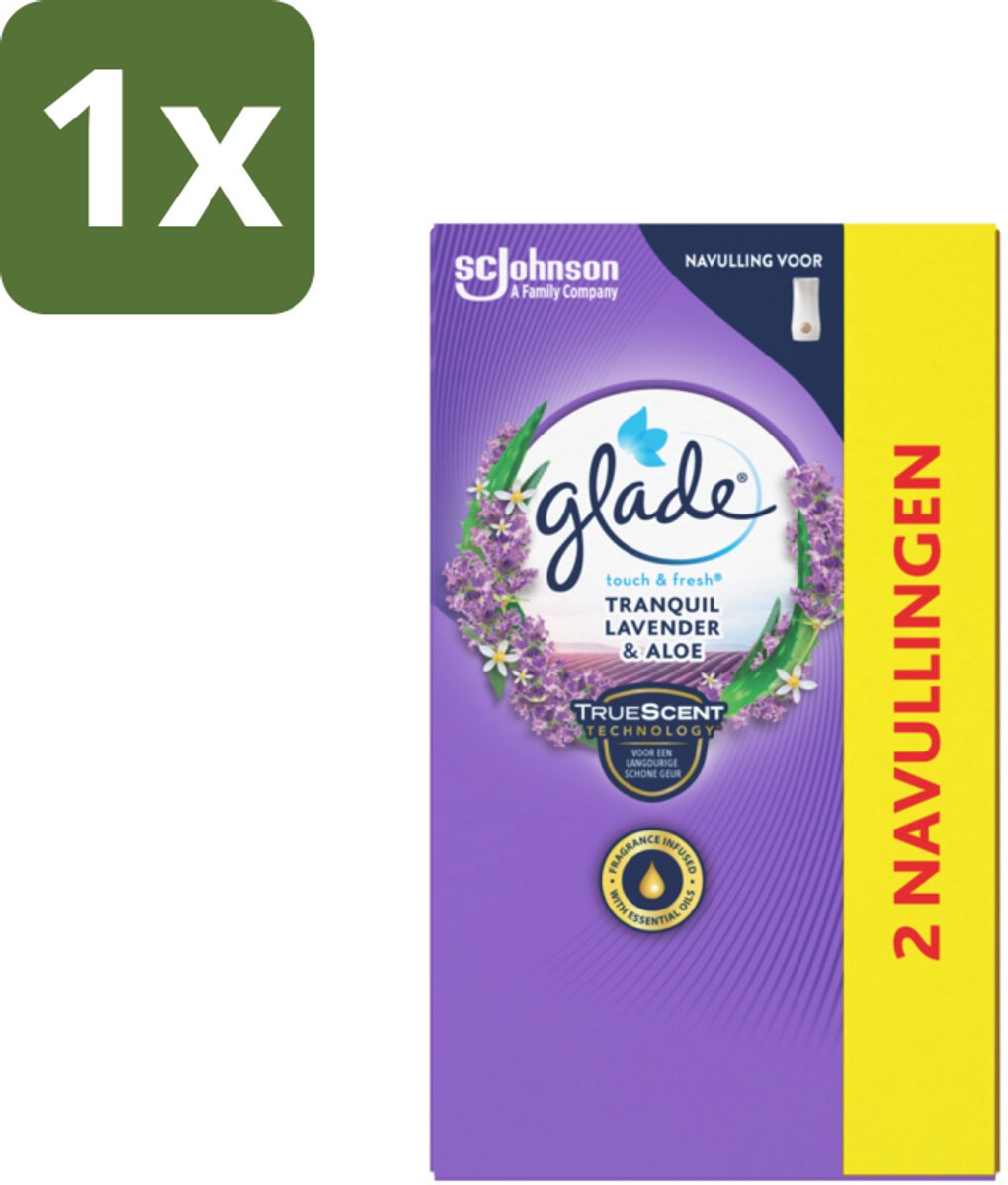 1 x Glade - Touch & Fresh Navulling - Tranquil Lavender & Aloë - 2 × 10 ml - Lavendel Geur - Ontspanning - Frisse Geur - Natuurlijke Geur - Geurverspreiding