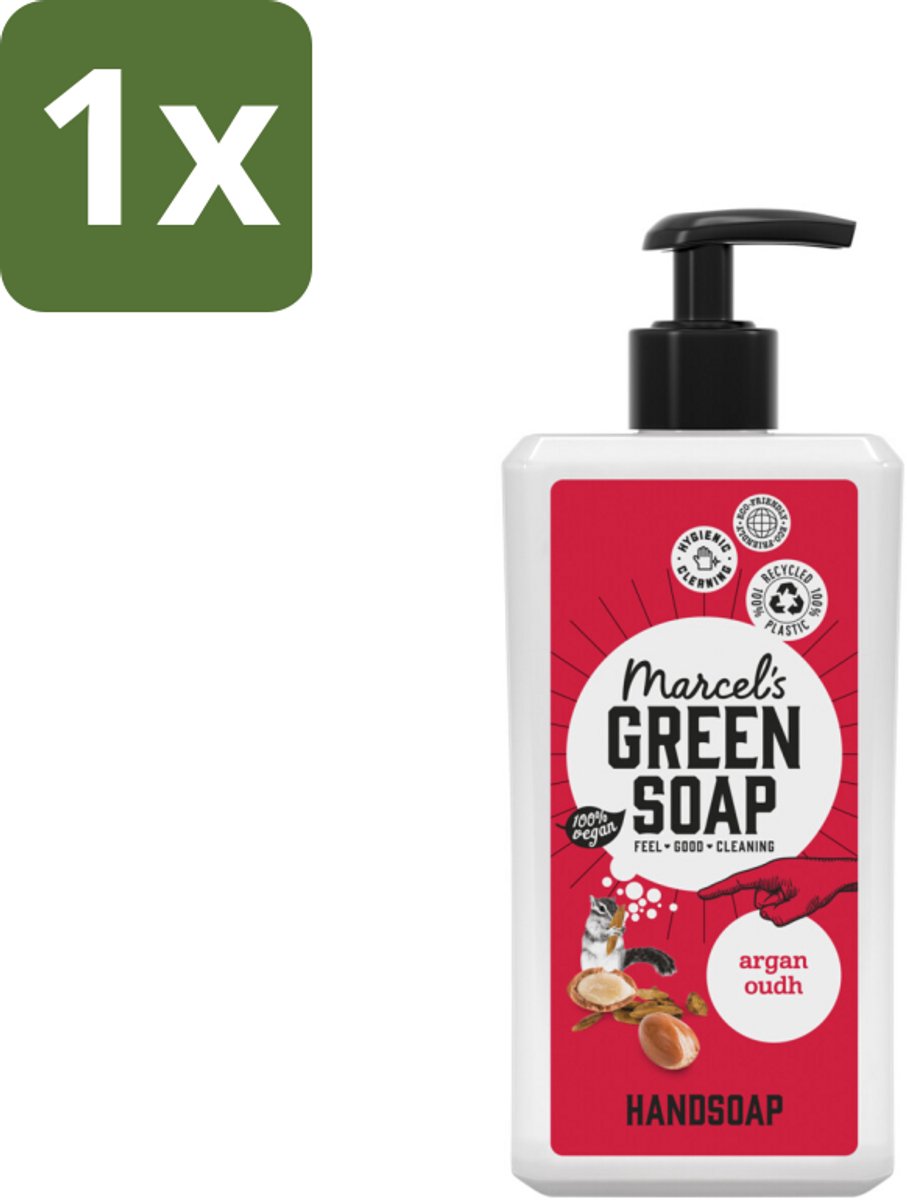 1 x Marcel's Green Soap - Handzeep Argan & Oudh - Plantaardig & duurzaam - 500 ml - Handzeep - Arganolie - Oudh - Natuurlijke Handzeep - Plantaardige Handzeep