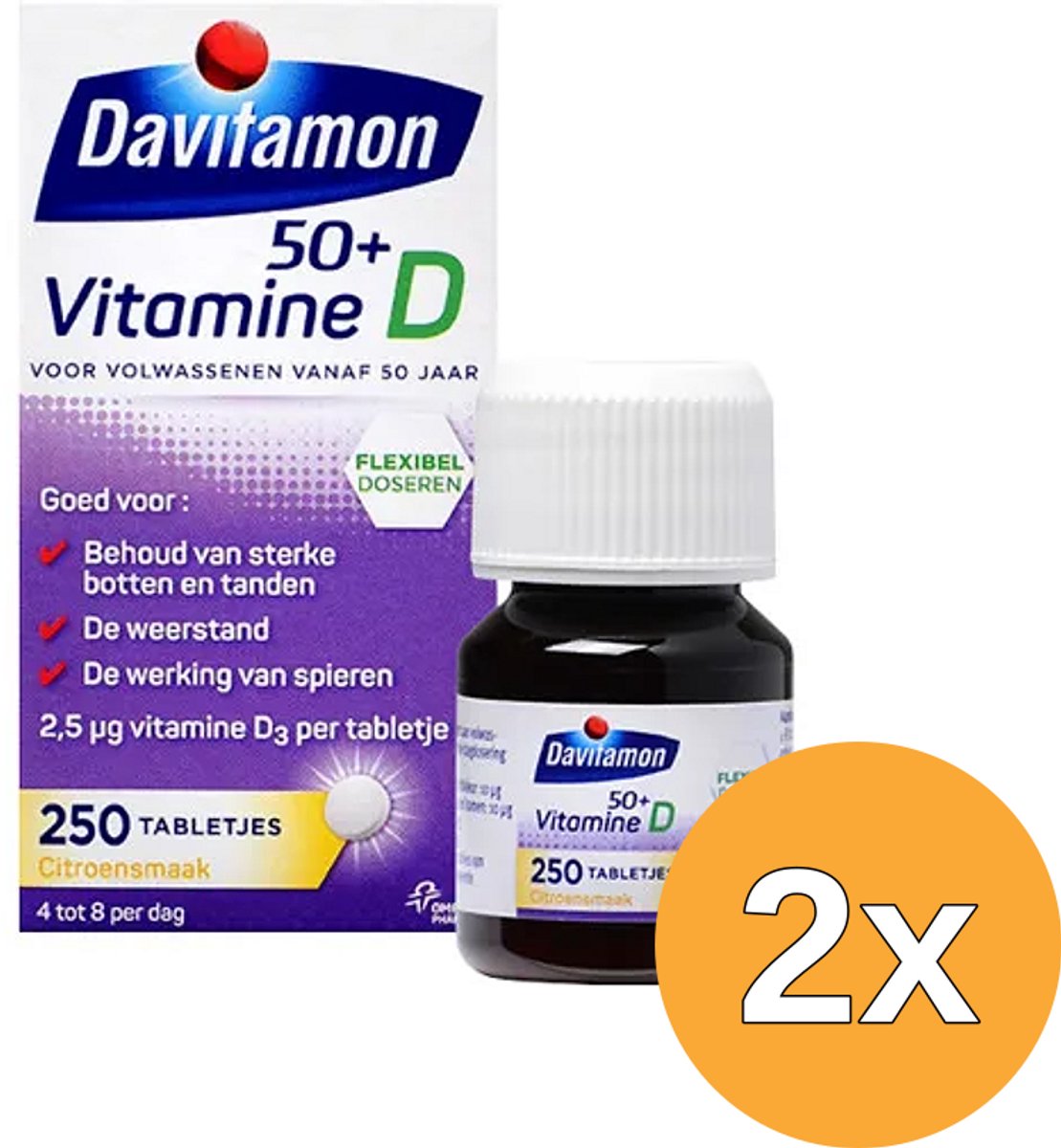 2x Davitamon Vitamine D 50+ (250 tabletten)