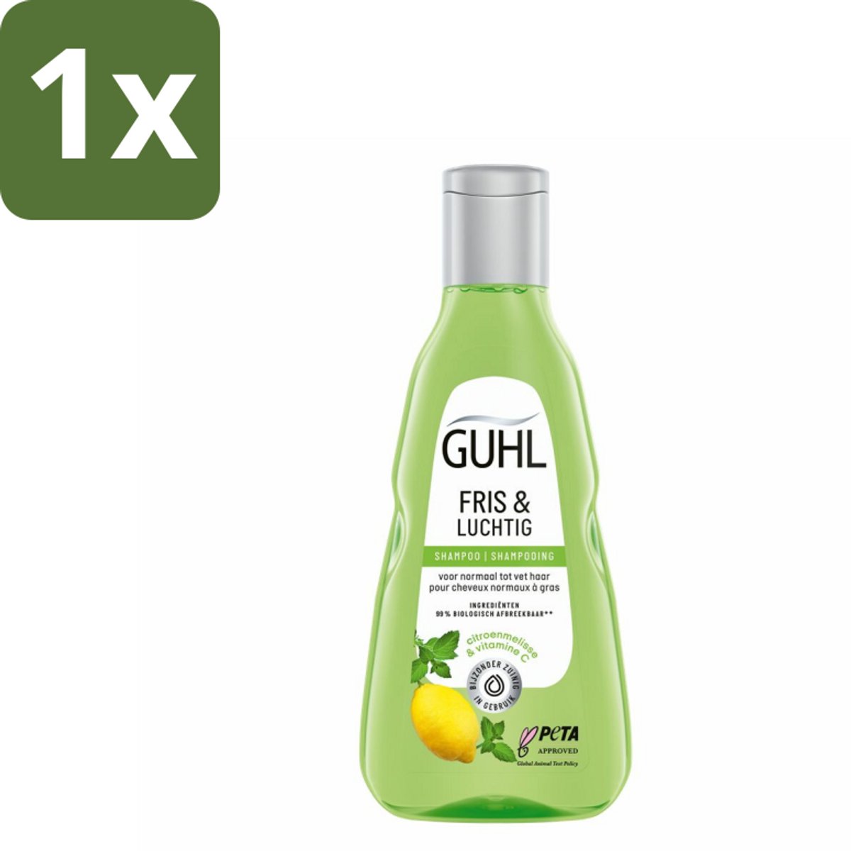 1 x Guhl - Shampoo - Fris & Luchtig - 250 ml - Fris Haar - Vet Haar Shampoo - Luchtig Haar - Verfrissend Shampoo - Citrus Shampoo