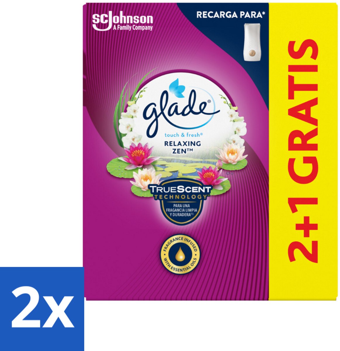 2 x Glade - Touch & Fresh - Relaxing Zen - 10 ml - Glade Touch & Fresh - Luchtverfrisser - Geur - Relax - Zen