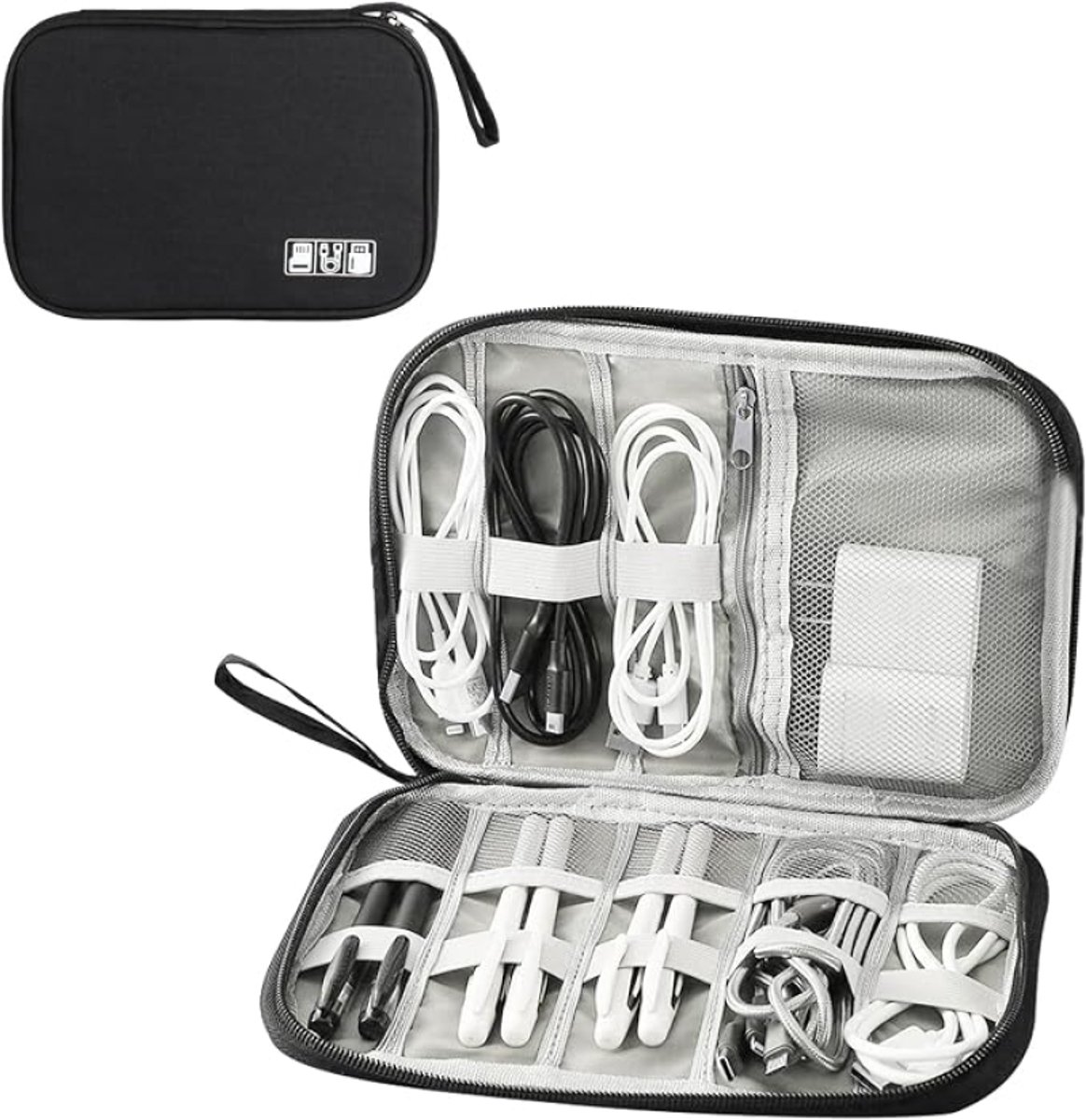 Huis Geluk Elektronische Reisorganizer - Opbergtas voor Kabels, Opladers en Accessoires - Zwart, Modern